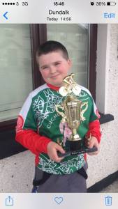 Aaron Trainer with his second place trophy from the Under 12s event in Bohermeen on Sunday